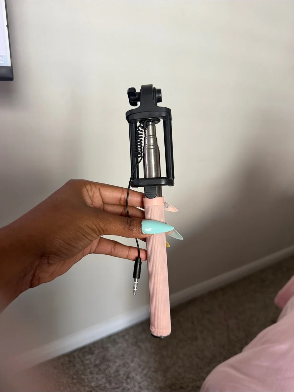 Pink Selfie Stick Phone Holder